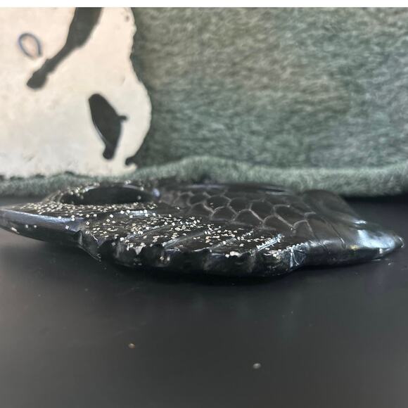 1954 Miller Studios Chalkware Kissing Fish Plaster Black and Sparkly MCM - Picture 8 of 14